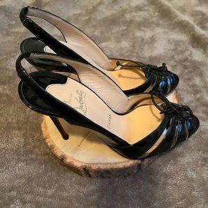 Authentic Christian Louboutin Patent Leather Sling Back Heels size 36 1/2
